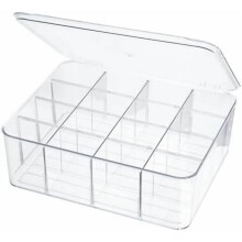 16-Compartment Clear Plastic Storage Box with Lid