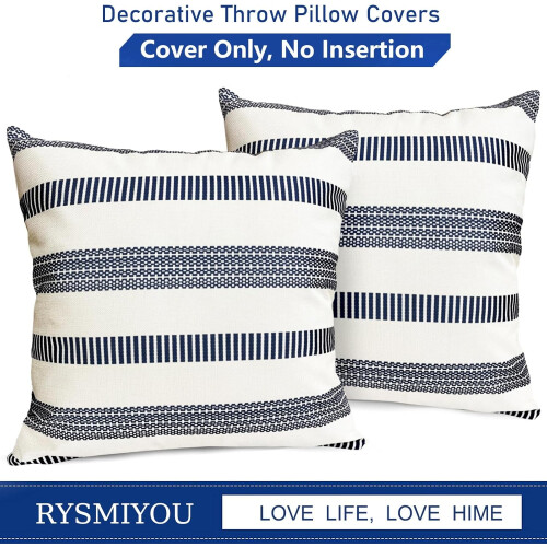Conjunto de 2 capas de almofada de linho com bolinhas pretas, 45x45 cm (18x18 polegadas). 2