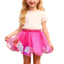 Hot Pink Tutukjole til Piger 4-6 År – Puffy Tyl Pettiskirt, Lagdelt Fest/Karneval Outfit, Kompatibel med Ballet og Afslappet Beklædning