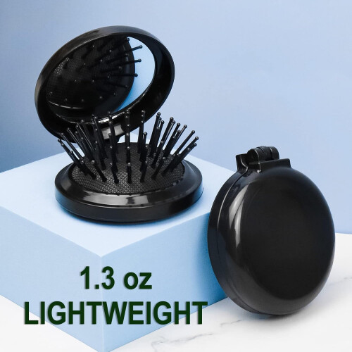 Folding Travel Hair Brush Round Compact Pocket Size 10 Pack 1
