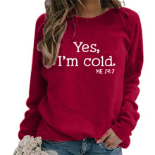 Damen-Sweatshirt für Herbst und Winter – Buchstabenprint, überschnittene Schultern, lockerer Schnitt, passend für Rot-XL