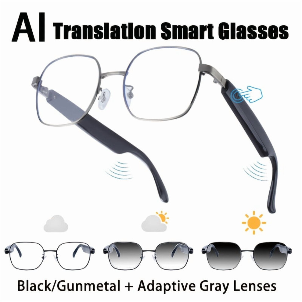 AI Smart Glasses with GPT & 164-language real-time translation | Photochromic lenses | Built-in mic/speaker | Compatible with iOS/Android