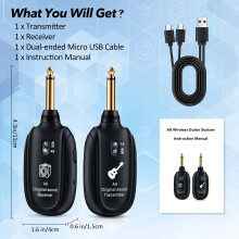 Système audio sans fil UHF, Plug & Play, portée de 30 m, sans interférences, pour guitare, basse, violon et clavier, 2 émetteurs et 1 récepteur,