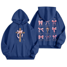 Hoodie mit grafischem Schleifenprint, Pullover-Sweatshirt mit überschnittenen Schultern – Passt perfekt zu lässigen Herbstoutfits, C-Blau L