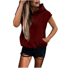 Bequemer Damen-Kapuzenpullover mit kurzen Ärmeln und Kängurutasche