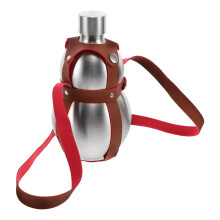 Gourd Flasks Rustfrit Stål Gourdformet Vandflaske Bærbar Drikkeflaske Gourd Med Brun Strop Vandkedel Til Juice Mælk Vin Drikkevarer 500ml