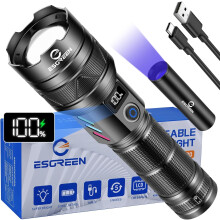 Dobíjecí svítilna 10 000 lm, dosah 1527 m, USB-C, super jasná LED dioda, odolná – kompatibilní s nouzovými situacemi, doma i na kempování.