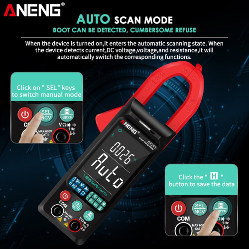 ST211 Ψηφιακή αμπεροτσιμπίδα 6000 τεμαχίων 400A, AC/DC ρεύμα, τάση, NCV, χωρητικότητα, 2