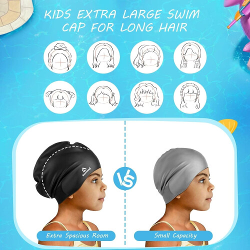Kids Swim Caps Silicone Extra-Large 2-Pack 2