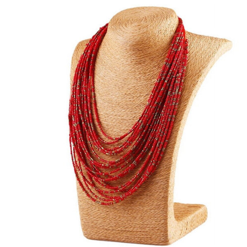 Κολιέ vintage με μπλε πολύτιμους λίθους boho, τριπλό με σταγόνα νερού και vintage σχέδιο 1