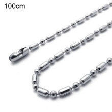 Naszyjnik ze stali nierdzewnej z kulkami, 2,4 mm, hip-hopowy, srebrny, z długim łańcuszkiem, unisex, z koralikami, akcesoriami do biżuterii,