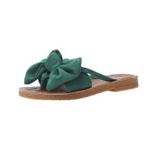 Super bequeme Damen-Flip-Flops, Sandalen, lässig-modisch, aus Wildleder mit Schleife, flache Strandpantoffeln, sportliche Sommersandalen für Strand