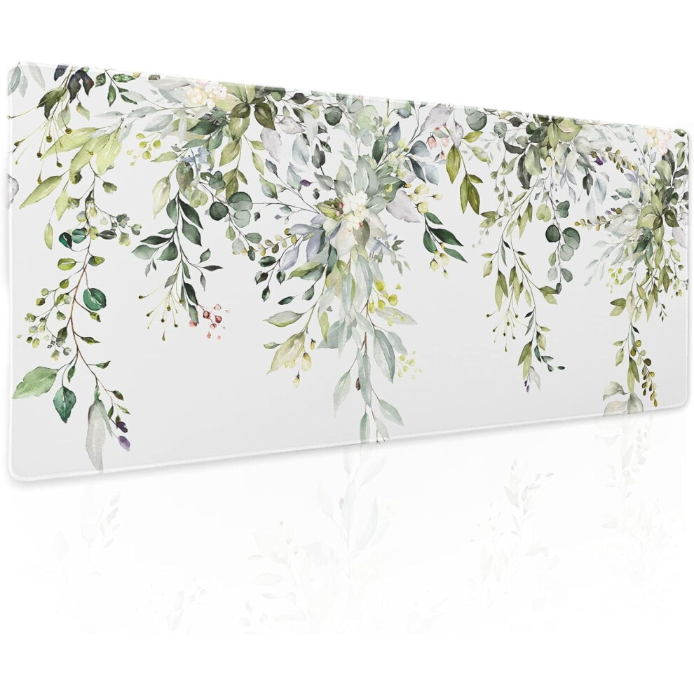 Sage Floral Gaming Mouse Pad Xl, 31.511.8 In, Non-Slip Rubber Base, Stitched Edge Â Compatible With All Mice Green 9329345949647
