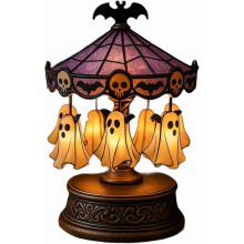Ghost Carousel Night Light, Vintage Floating Ghost Decor – Compatible with Halloween Indoor Party & Kitchen Table