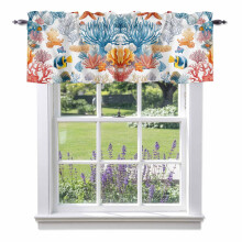 Ocean Fish Coral Valance 54x18in Rod Pocket
