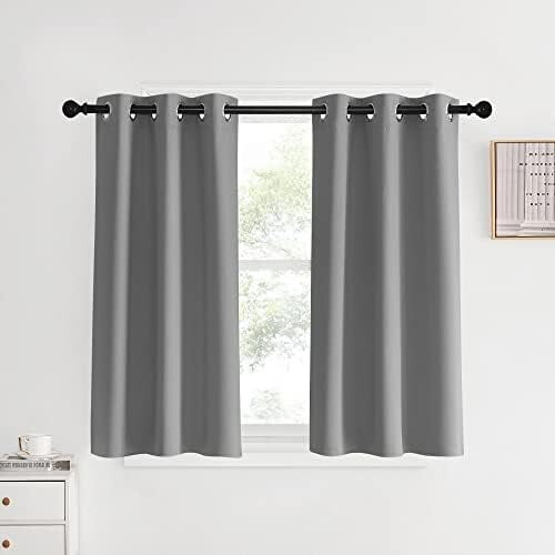 Kitchen Curtains Silver Grey 2 Panels 34x40 Thermal