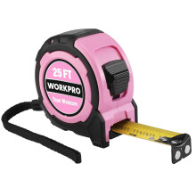 25FT Pink Tape Measure with Magnetic Hook, Belt Clip & Rubber Casing – Easy-Read 1/8" Fractions, 1/32" Accuracy, Nylon Coated