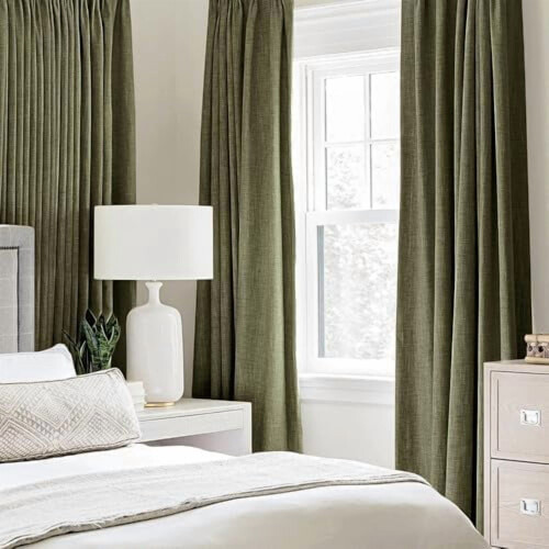 Cortinas blackout de linho verde-oliva 52x84 polegadas (2 painéis) 1