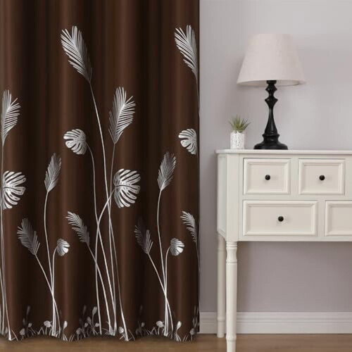 Blackout Curtains 52x84in, Gold Wheat & Palm Leaf Pattern, 1