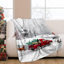 Snowflake Red Truck Dog Throw Blanket 50x60 in