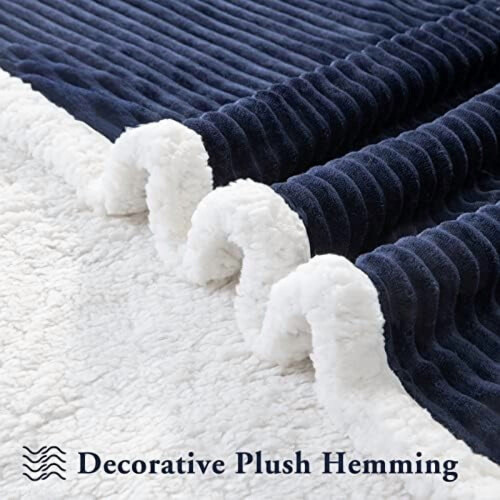 Κουβέρτα Sherpa Fleece King Size 90x104 ίντσες, μπλε σκούρο 2