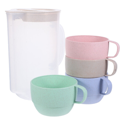 4 Sets Water Pitcher With 4 Tumblers Unbreakable Clear Jug 2
