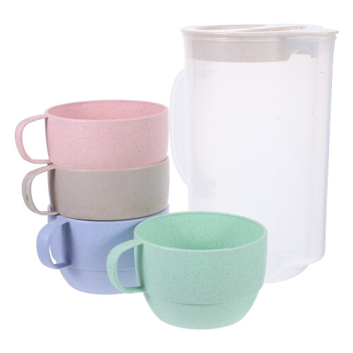 4 Sets Water Pitcher With 4 Tumblers Unbreakable Clear Jug 1