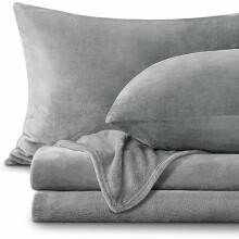 Fleece hoeslakenset voor tweepersoonsbed (Queen size), 4-delig, superzacht, warm en pluche beddengoed voor de winter – hoeslaken met diepe hoeken,