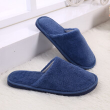 Chaussons Naierhg1Pair en peluche, résistants au froid et antidérapants, bleu marine, adaptés à un usage domestique