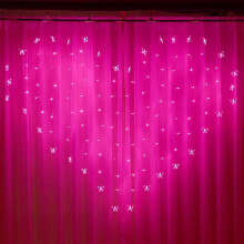 Heart-Shaped Window Curtain Icicle Lights, 128LED with 34 Butterflies, 8 Modes, Battery-Powered – Compatible with Christmas, Wedding & Party Decor