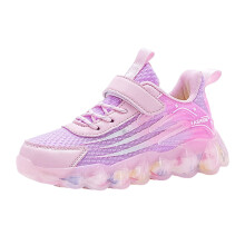 Kindersneakers met kleurverloop en klittenbandsluiting, zonder mesh, gesloten neus – Roze, Maat 29, Geschikt voor buitenactiviteiten