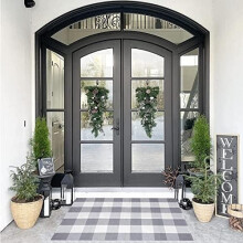 Cotton Buffalo Plaid Rug 70 x 110 cm Gray & White