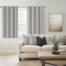 100% Blackout Light Grey Solid Curtains, 52x54", 2 Panels, Grommet Top, Thermal Insulated & Soundproof – Compatible with Farmhouse, Bedroom, Living