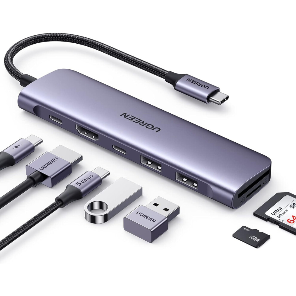 Revodok 1071 Usb-C Hub 7-In-1: 4K Hdmi, 100W Pd, 2Usb-A 5Gbps, Sd/Tf, Compatible With Ipad Pro, Xps, Thinkpad 9338982643573