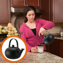 Clearance! Huayishang Tea Kettle Water Kettle Stainless Teapot Pot Whistling Pot Teapot Induction Infuser Stove Teakettle, Kitchen Cups Black