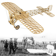Wooden Blériot XI 3D Puzzle Kit, 380mm, STEM Educational Toy, Compatible with Vx14, Khaki