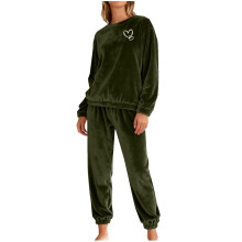 Juhlava viihtyisä naisten pyjama-setti joulukuvioinen fleece-pyjama pitkähihainen pusero, housut, taskut, löysät pehmolelut, yöasut, S-2XL