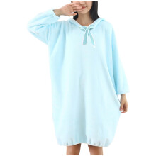 Damesbadjas van koraalfleece met capuchon, lange mouwen, sneldrogend, absorberend, bijpassende loungewear voor stellen, pluche spabadjas met zakken,