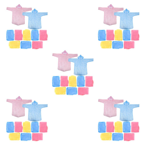 50Pièces Poncho Jetable Transparent Coloré Et 2