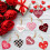Heart Hanging Ornaments Red Pink 12Pcs 5