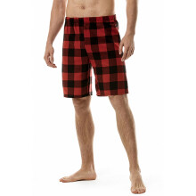 Short d'été décontracté grande taille pour homme, pantalon de pyjama/pantalon en flanelle à carreaux rouges, taille élastique, style simple,