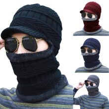 Sraith Lámhainní Geimhridh, Hataí Beanie agus Cosaint Muineál d'Fhir, Sraith Caipíní Cniotáilte Snáth Te