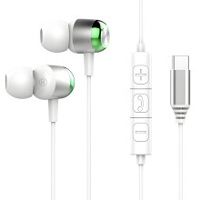 Wired Headphones USB C,Gaming Earbuds with Mic Heavy Bass,Alloy Built In-Ear Headphones,Noise Isolating Type C Wired Earbuds,Green