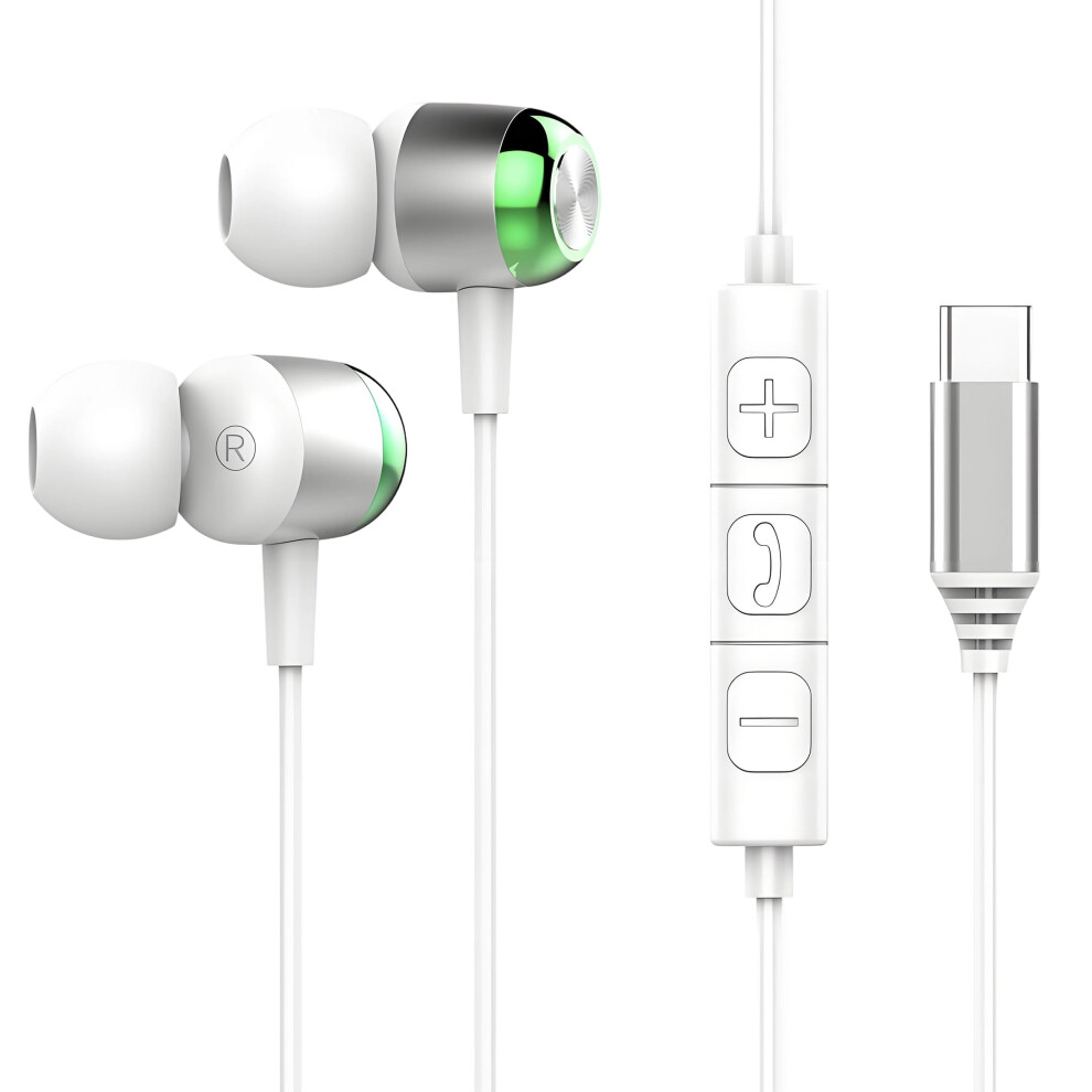 Usb-C Wired Gaming Earbuds With Mic And Heavy Bass Green 913466083053