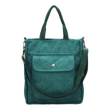 YOUSNH Corduroy Tote Bag Dame Skuldertaske Casual Top Handle Bag Dame Håndtasker Grøn