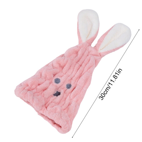 Rabbit Pattern Coral Fleece Shower Cap Towel 30x30cm 2