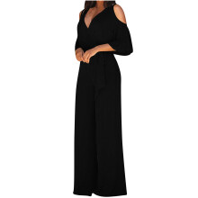 Tute intere lulshou da donna, Tute intere da donna alla moda con pantaloni a gamba larga, maniche corte e scollo a V, Tute intere da donna,