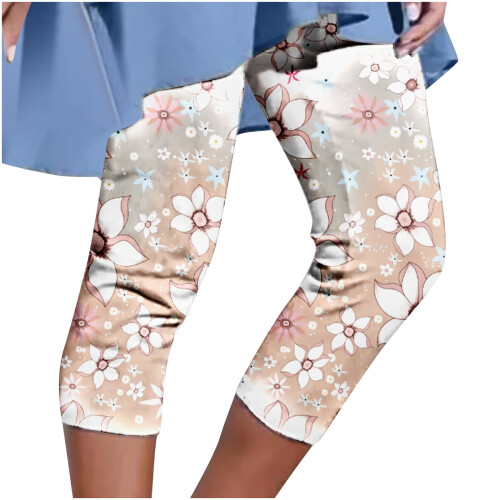 Capris για γυναίκες Floral Print Ελαφρύ, Casual, Καλοκαιρινό Παντελόνι Παραλίας Γρήγορο