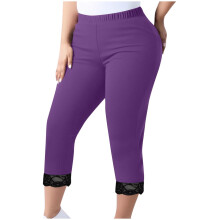 Calças legging capri femininas plus size de cintura alta, elásticas, para ioga e exercícios (tamanhos G a 5XG) - Calças de ioga com cintura