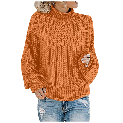 Damen-Strickpullover mit Rollkragen und Weihnachtsmotiv